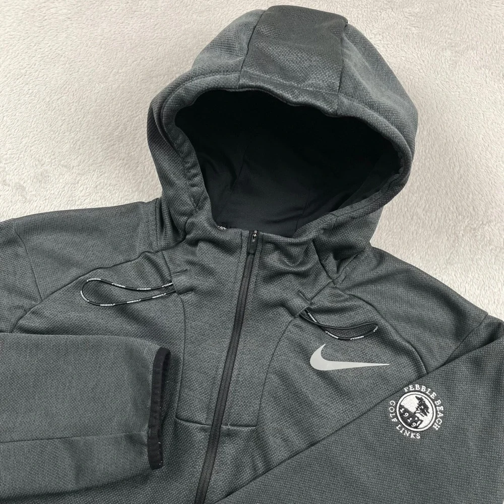 Nike Hoodie Jacket Mens Large Gray Therma Pebble Beach Golf Links Dri-Fit